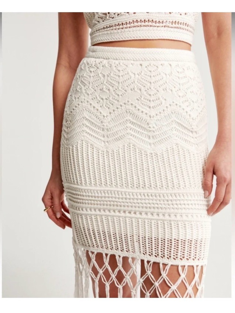 Abercrombie & Fitch crochet tassel skirt